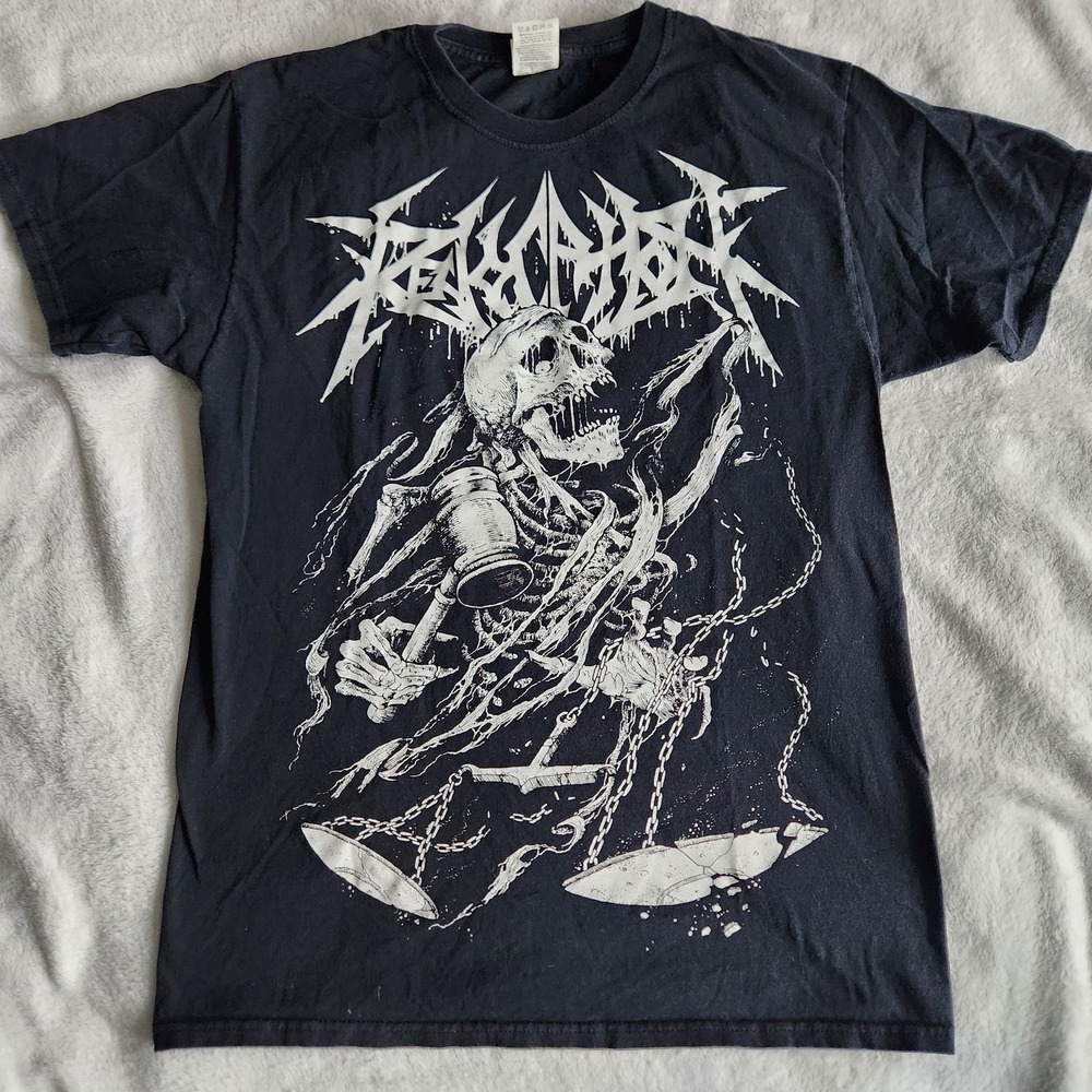 VINTAGE REVOCATION - JUSTICE MEDIUM BLACK PLASTIC HEAD DEATH METAL BAND BOSTON